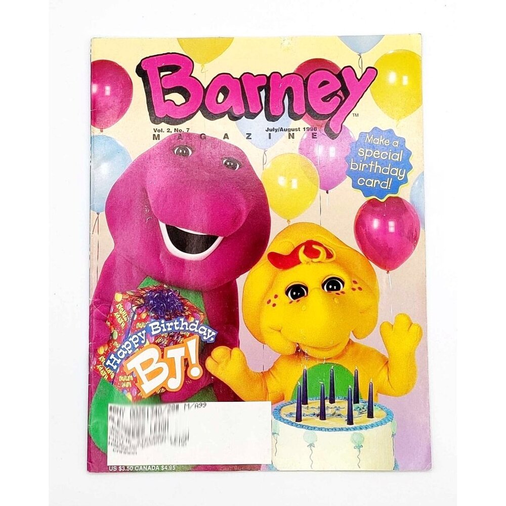 Barney Magazine July/Aug 1998 Happy Birthday BJ! RARE